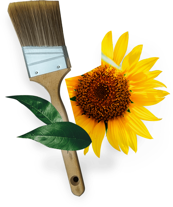 background image of sunflower and paint brush