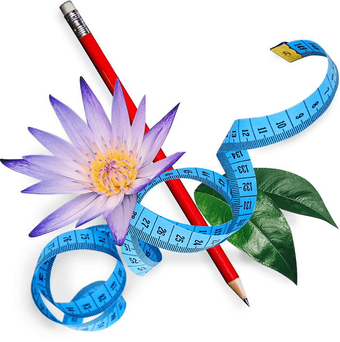 background image of flower, ruler and pencil